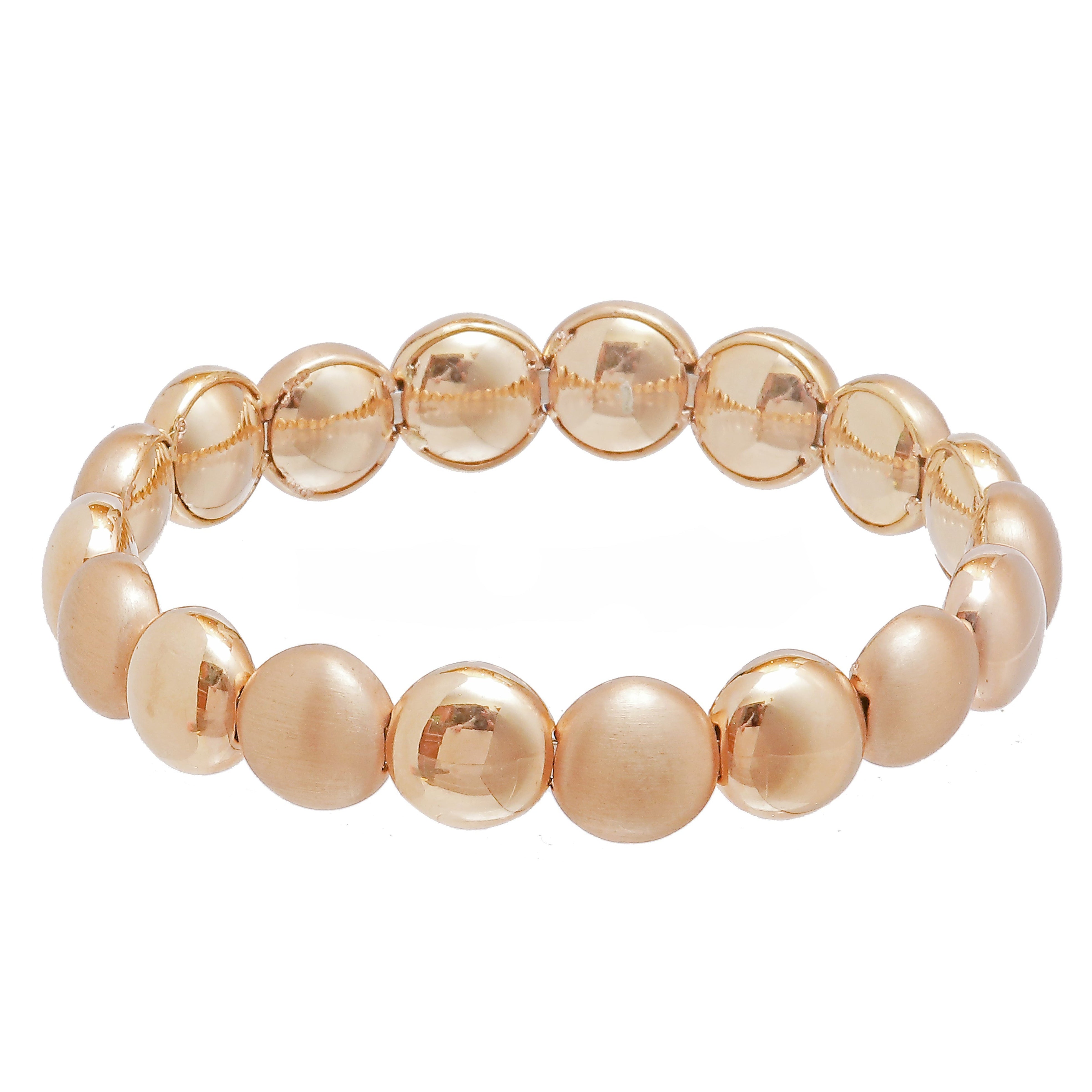Rose Gold Flat Bead Stretch Bracelet-18 Karat-Bijoux Village Fine Jewellers