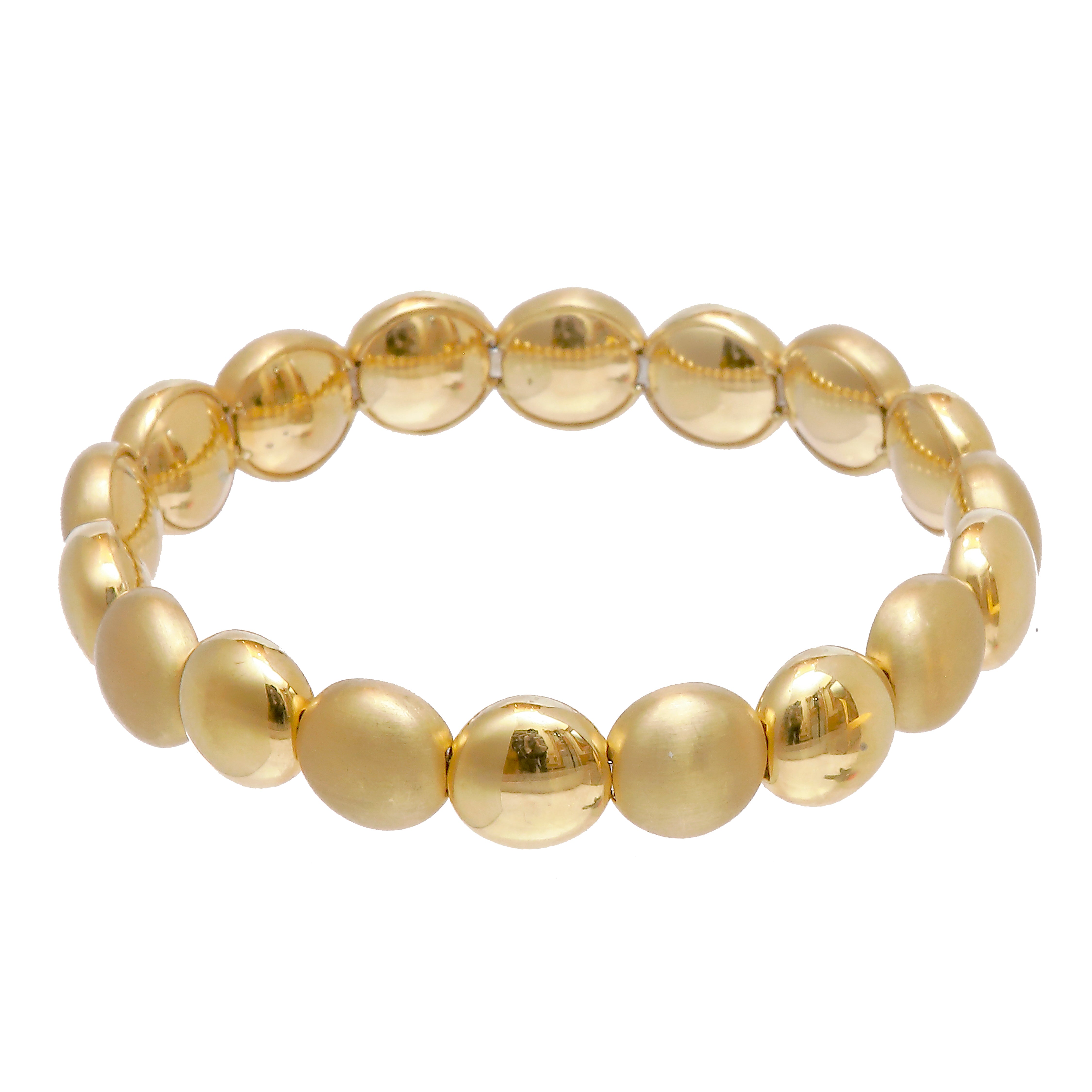 Yellow Gold Flat Bead Stretch Bracelet-18 Karat-Bijoux Village Fine Jewellers