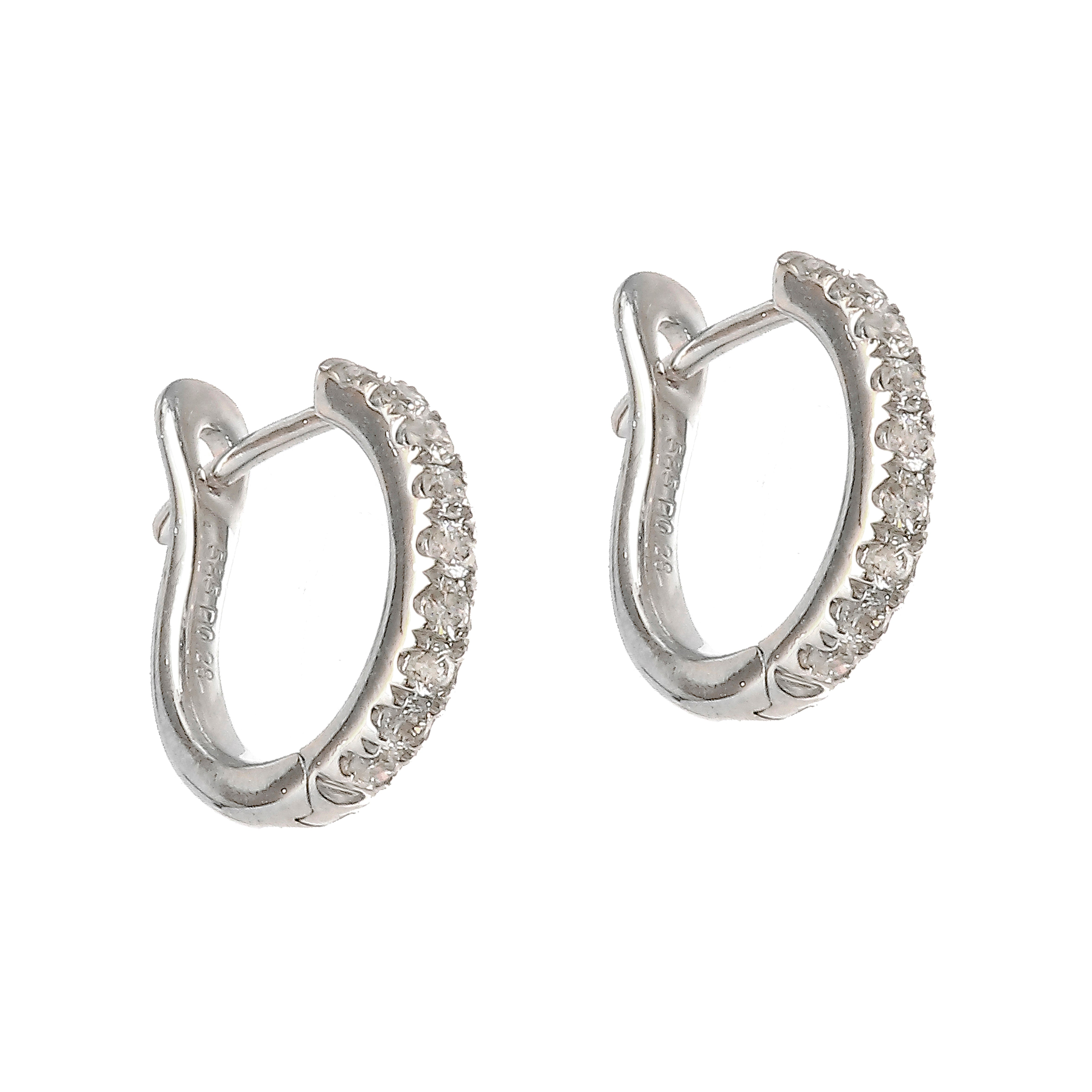White Gold Diamond Huggie Earrings-Bijoux Village Fine Jewellers