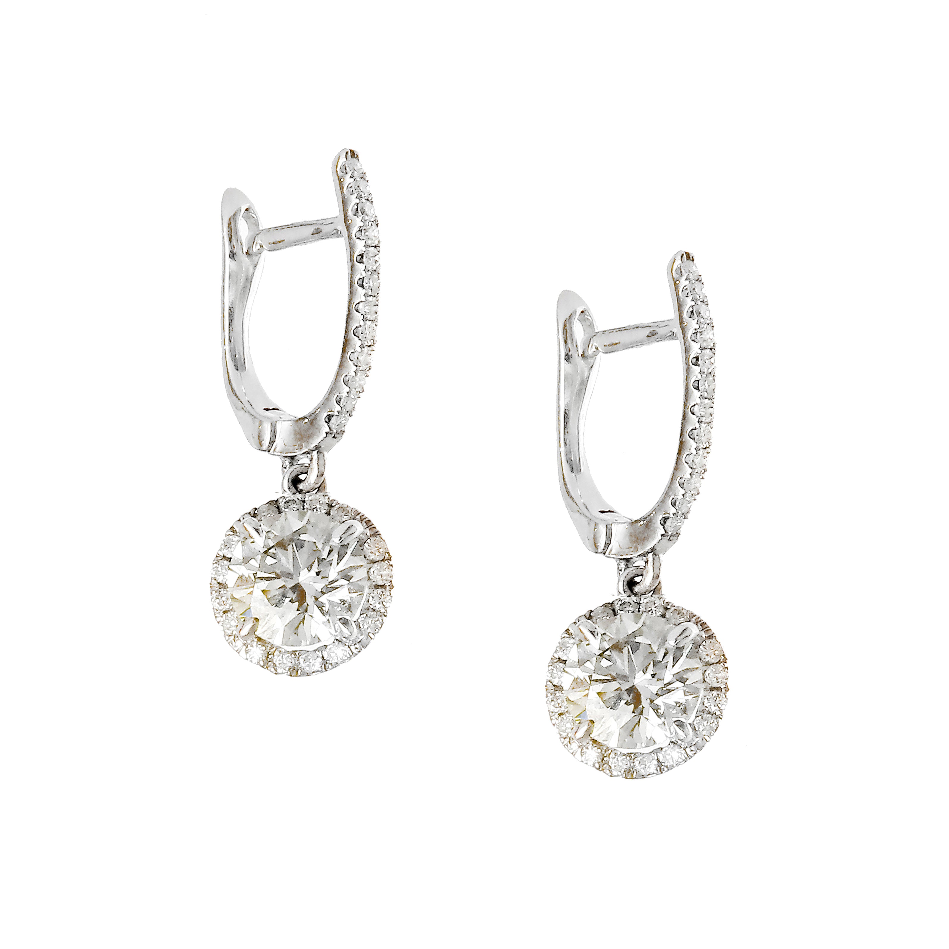 Yellow & White Diamond Drop Earrings – 1.75 CT-White Gold-Bijoux Village Fine Jewellers