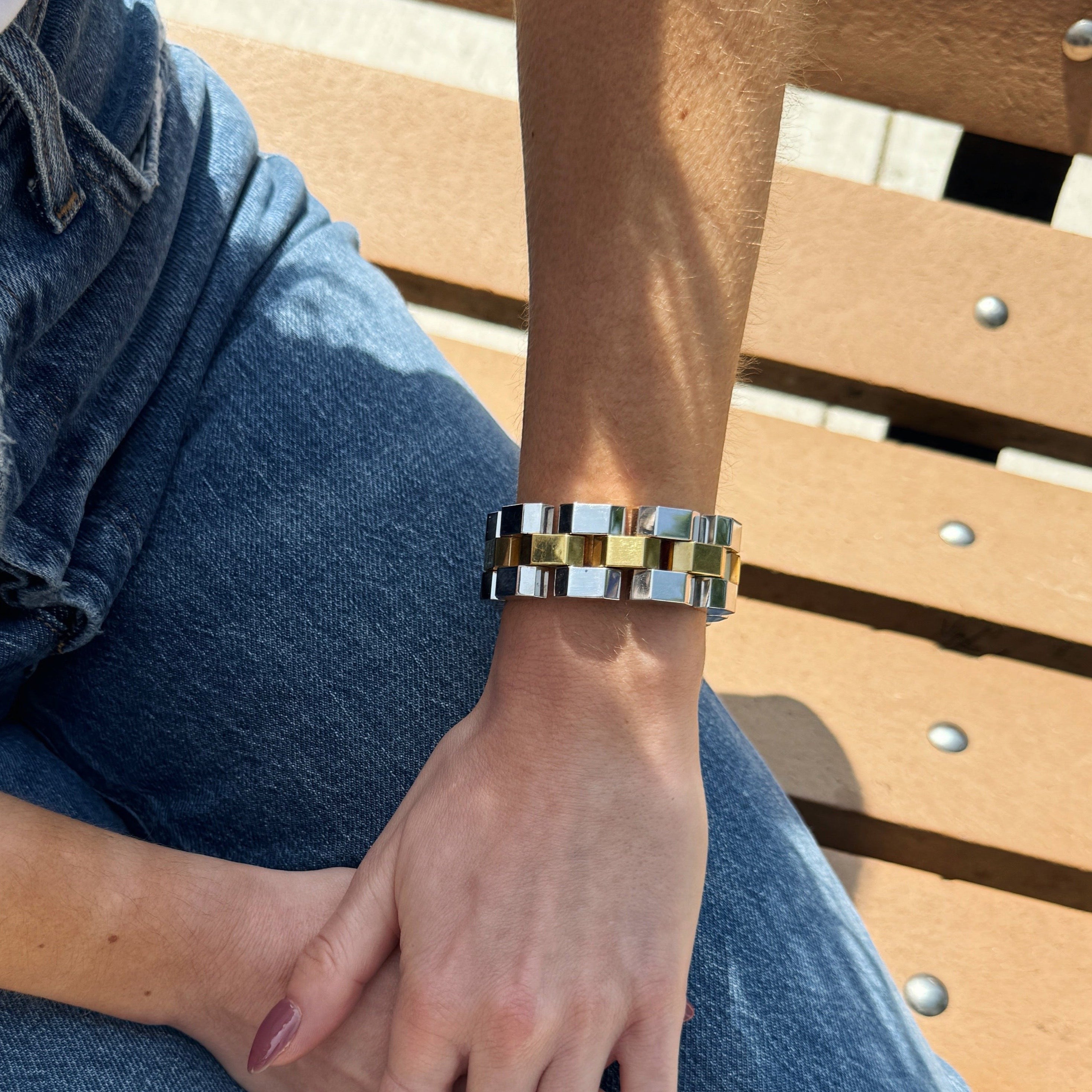 Two-Tone Bold Link Bracelet-Bijoux Village Fine Jewellers