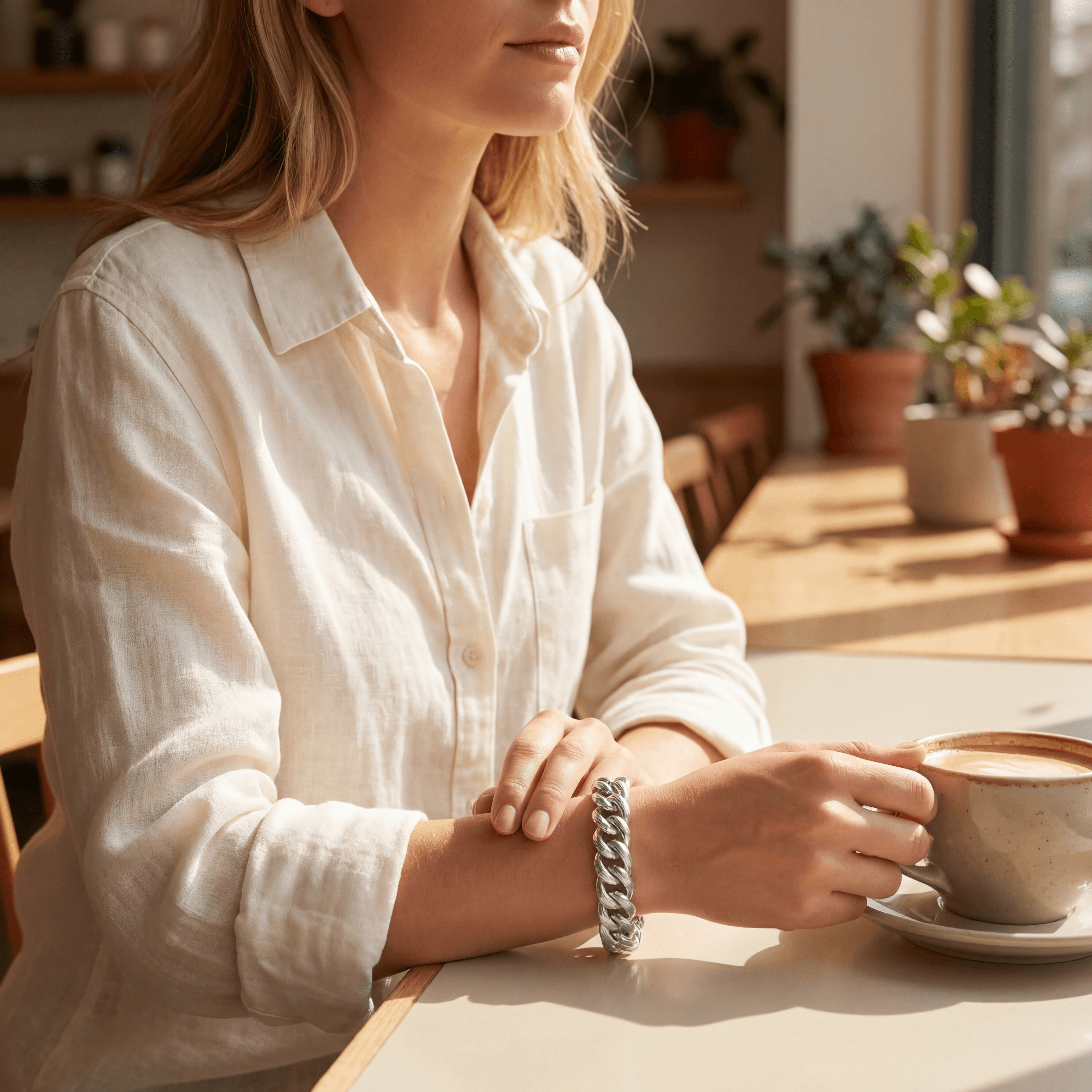 Textured White Gold Link Bracelet-Bijoux Village Fine Jewellers