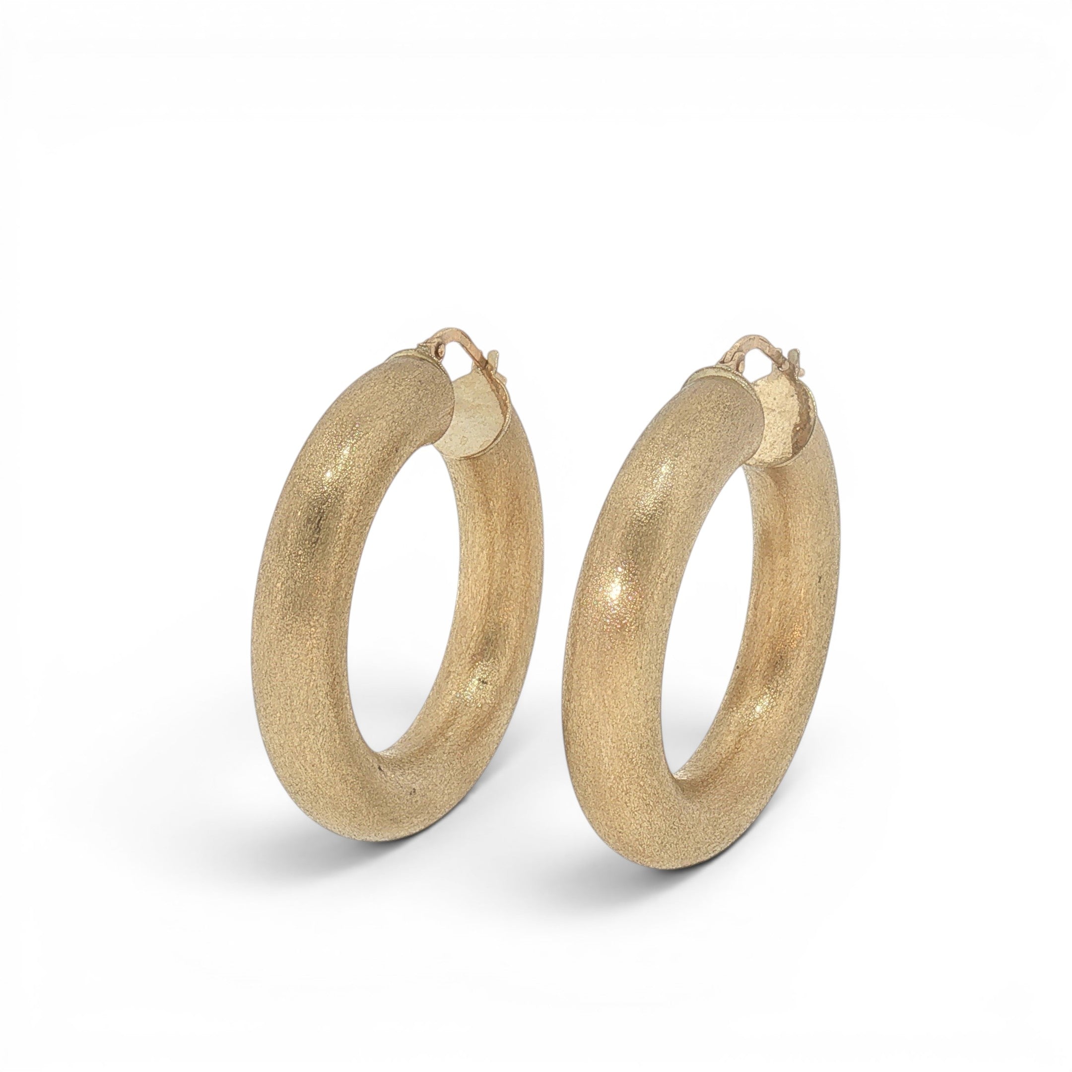 Matte Italian Hoop Earrings in 14K Yellow Gold-Bijoux Village Fine Jewellers
