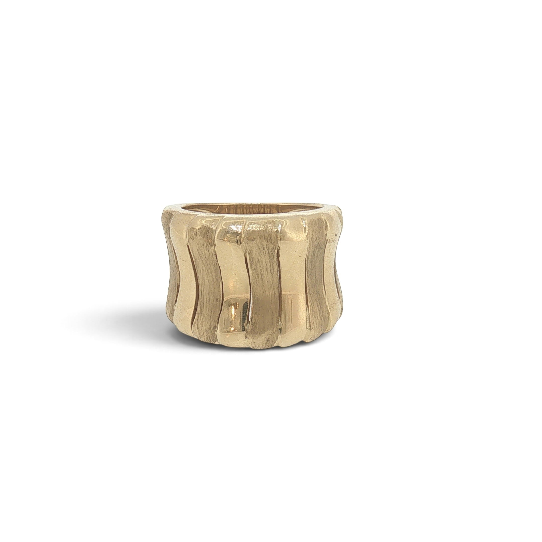 14K Yellow Gold Sculpted Wide Band Ring-Bijoux Village Fine Jewellers