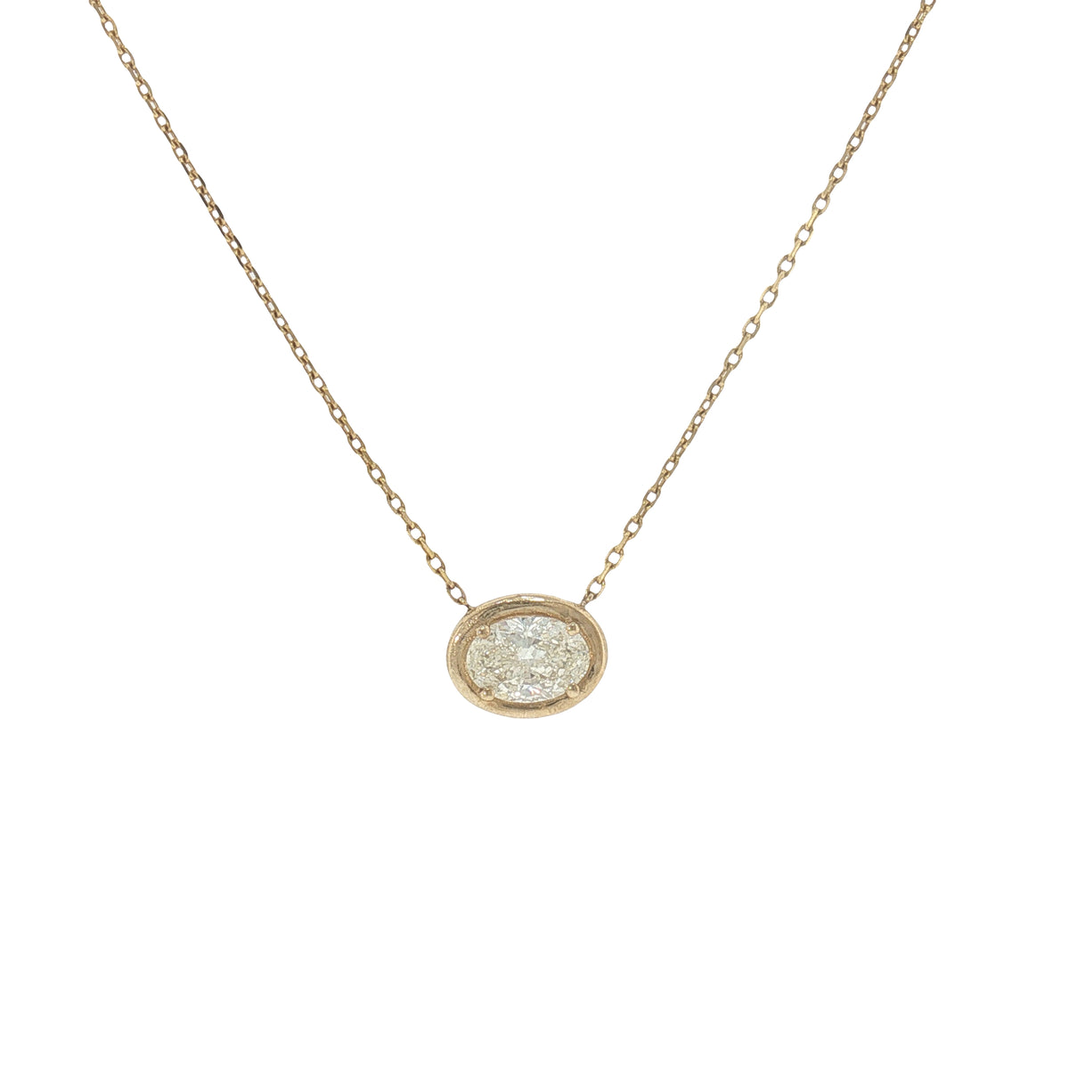 1.51 CT Natural Oval Diamond Bezel Necklace-Bijoux Village Fine Jewellers