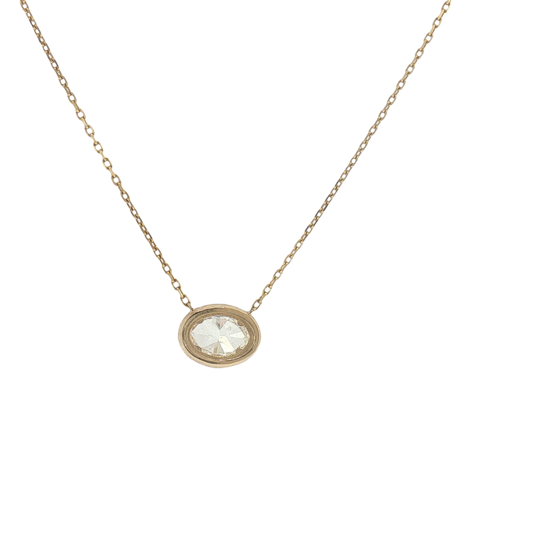 1.51 CT Natural Oval Diamond Bezel Necklace-Bijoux Village Fine Jewellers