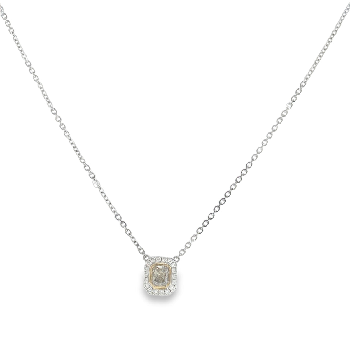 0.35 CT Fancy Yellow Radiant Cut Diamond Halo Pendant Necklace-White Gold-Bijoux Village Fine Jewellers
