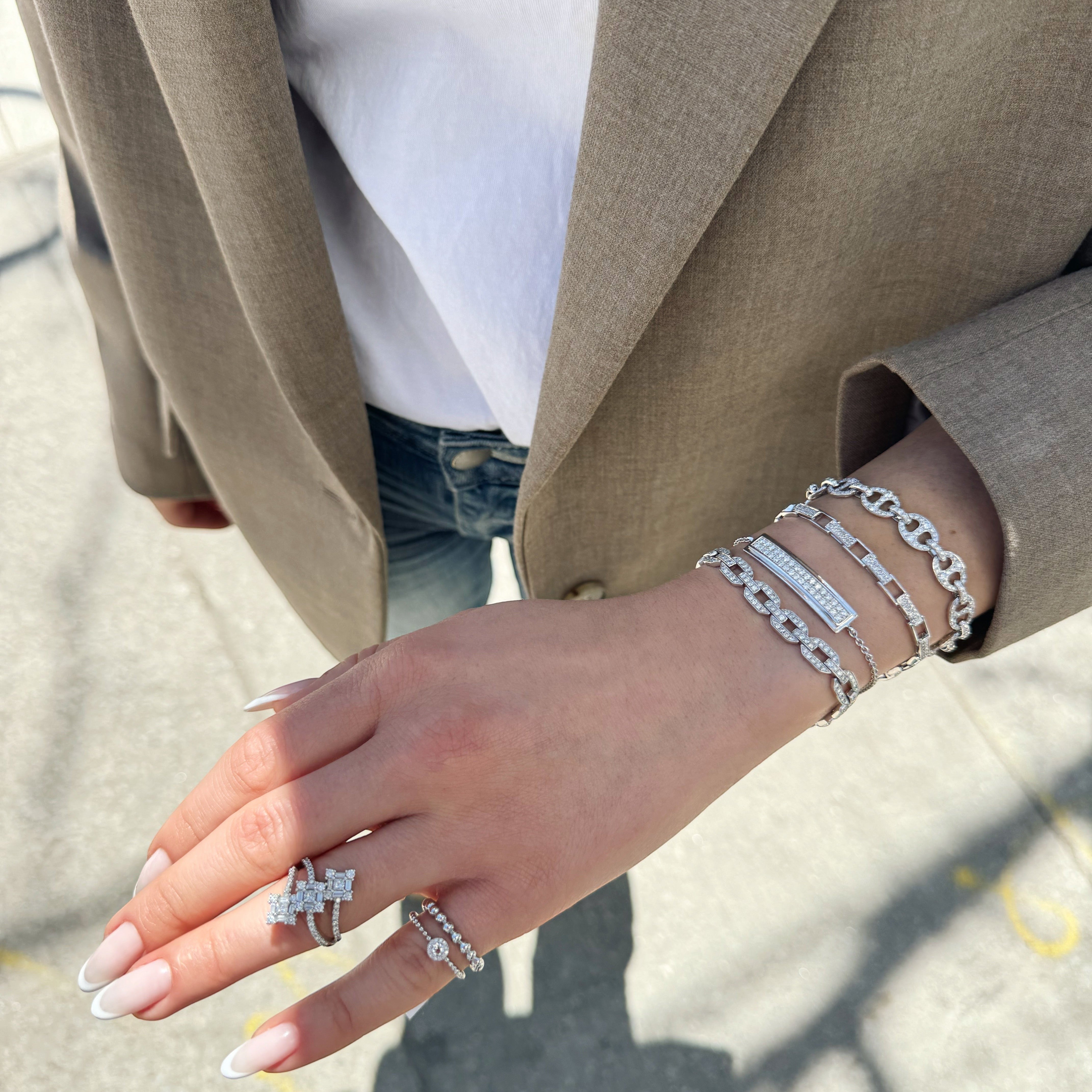 White Gold Flexible Link Diamond Bracelet-Bijoux Village Fine Jewellers