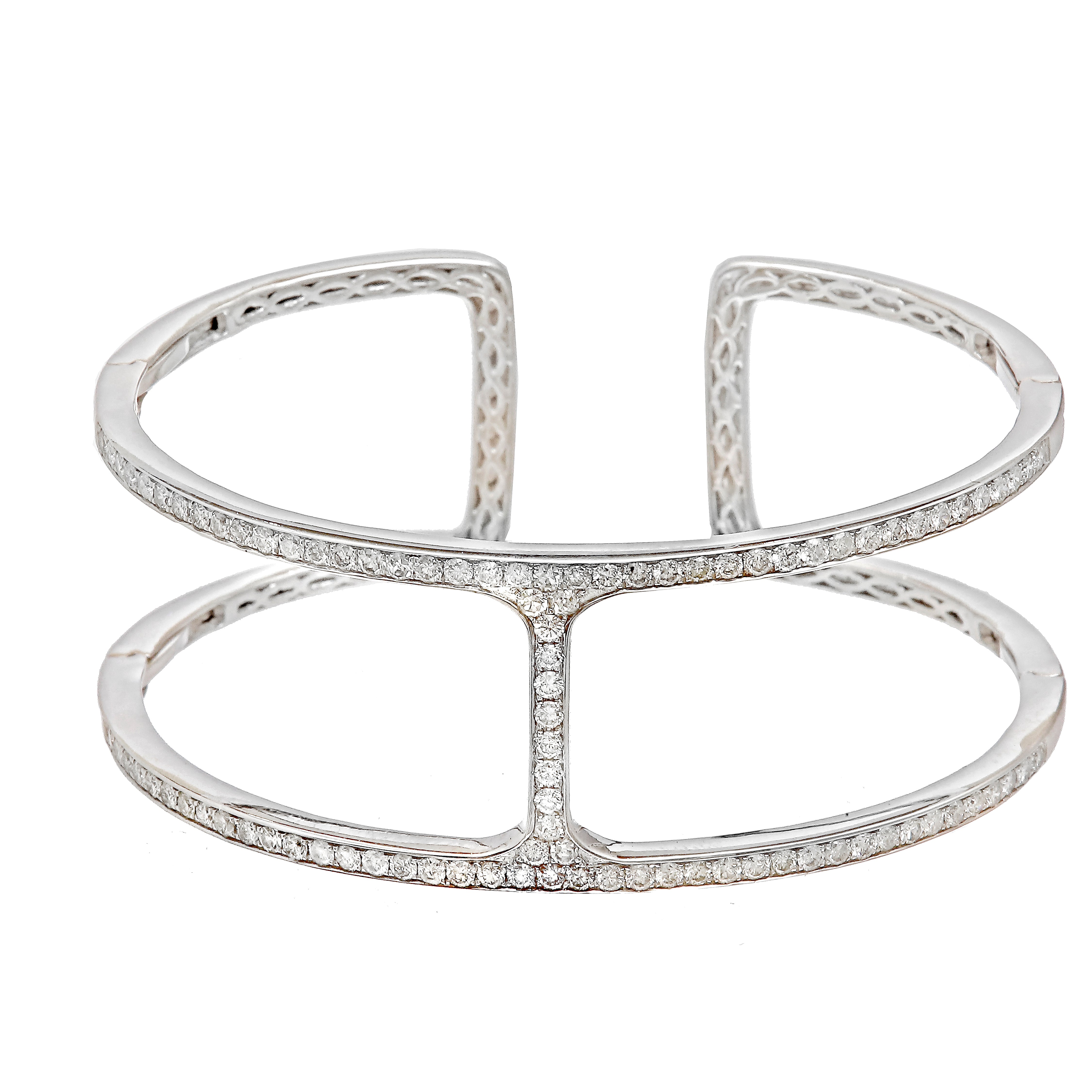 White Gold Diamond Cuff Bracelet-Bijoux Village Fine Jewellers