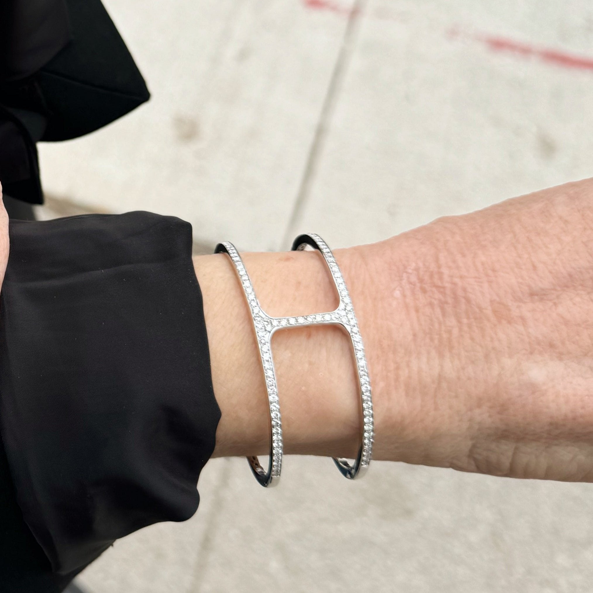 White Gold Diamond Cuff Bracelet-Bijoux Village Fine Jewellers