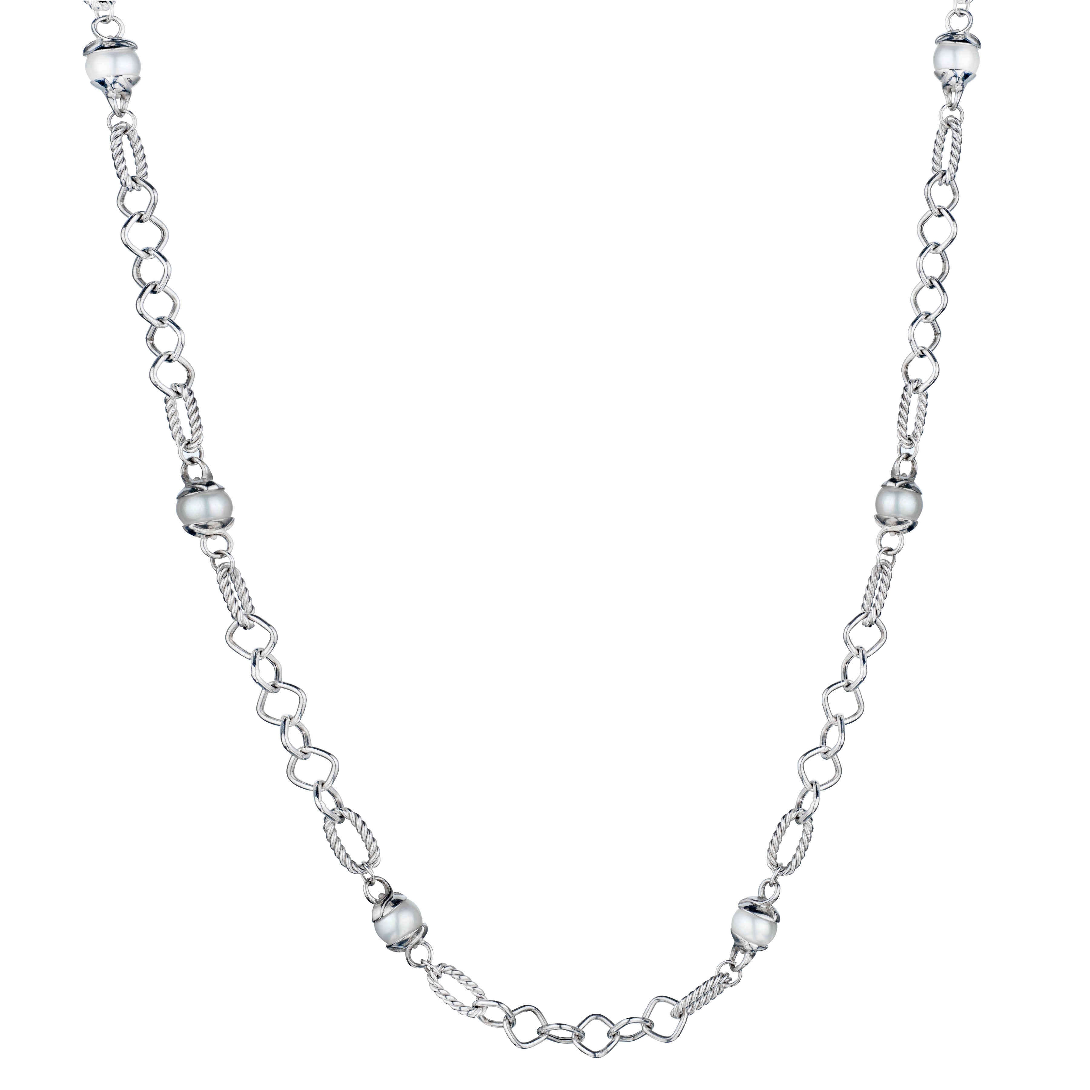 White Gold and Pearl Accent Chain-Bijoux Village Fine Jewellers
