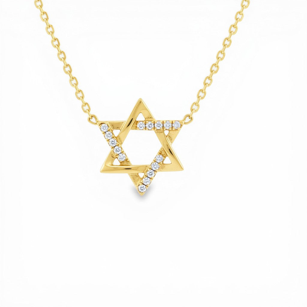 Open Star of David Necklace with 0.10 CT Diamond Accents-Bijoux Village Fine Jewellers
