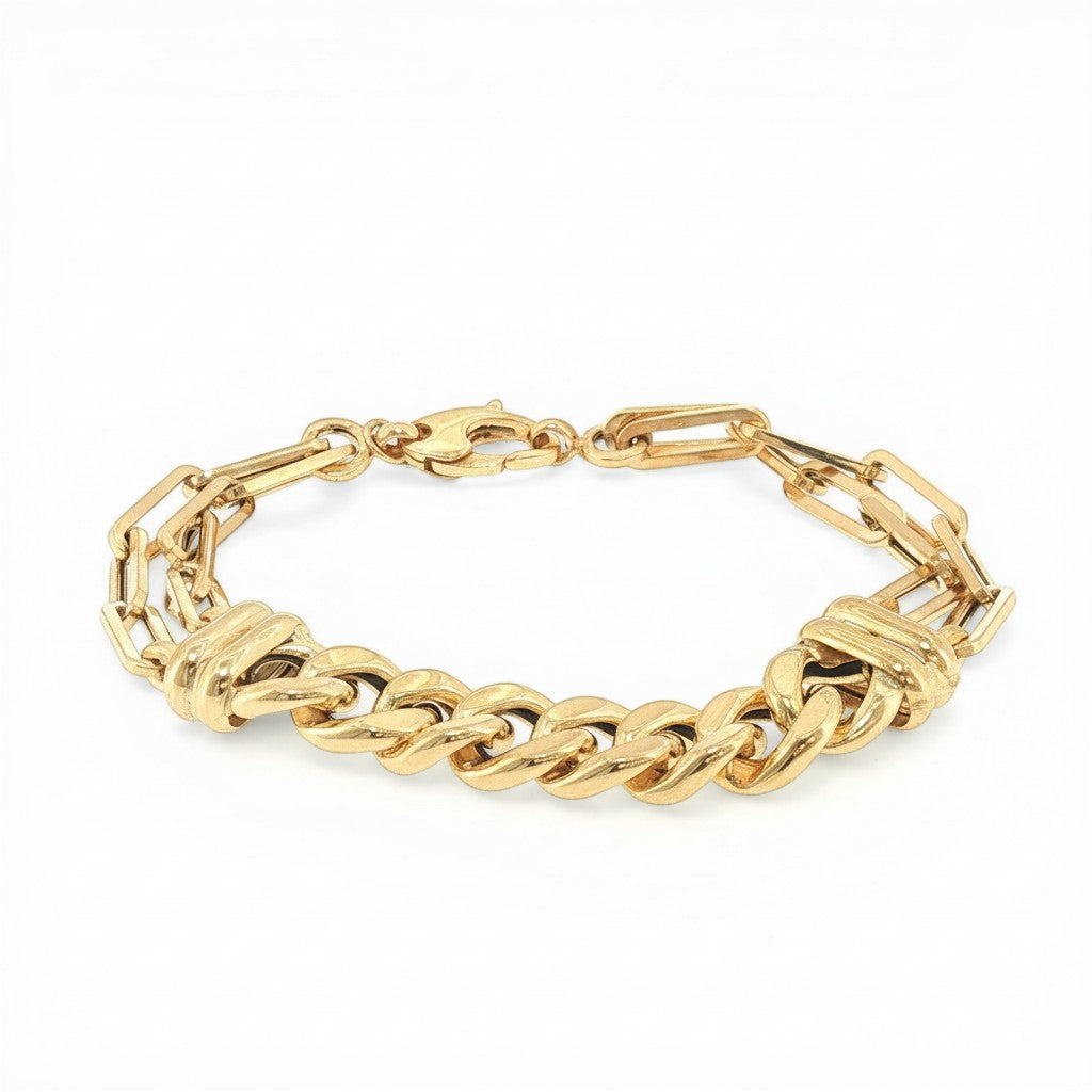 14K Yellow Gold Paper Clip & Curb Link Bracelet-Bijoux Village Fine Jewellers