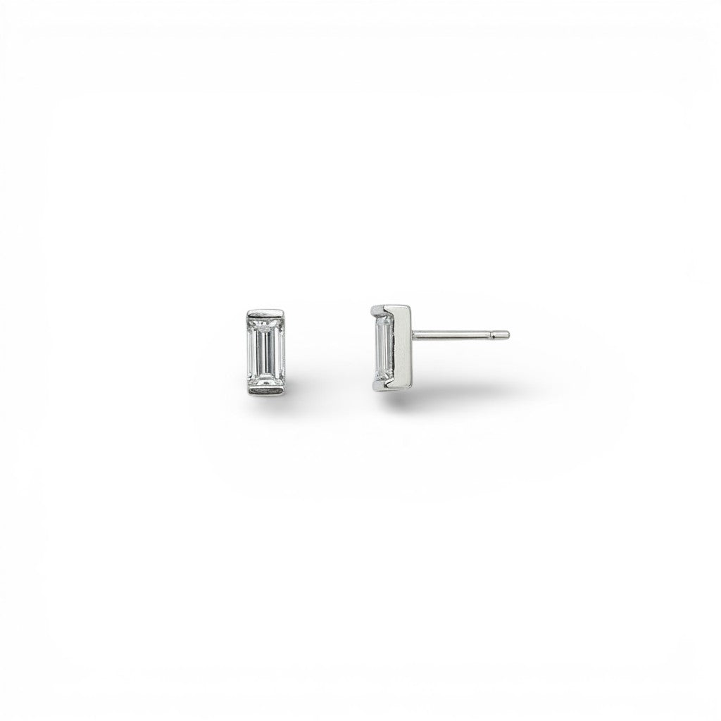 Baguette Diamond Stud Earrings-Bijoux Village Fine Jewellers