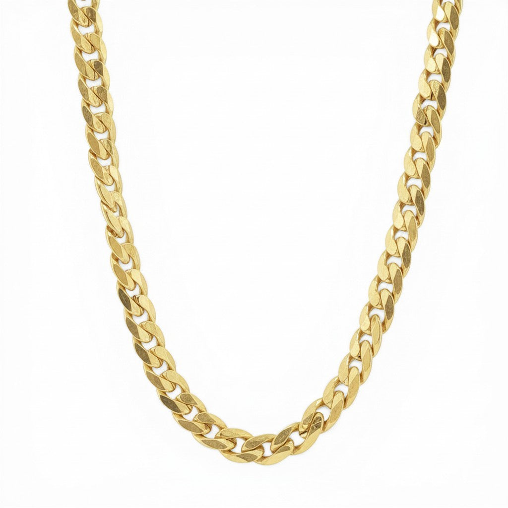 14K Yellow Gold Flat Curb Link Necklace-Bijoux Village Fine Jewellers