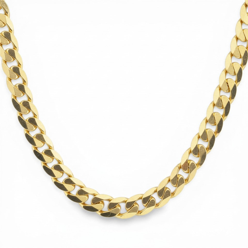 14K Yellow Gold Flat Curb Link Necklace-Bijoux Village Fine Jewellers