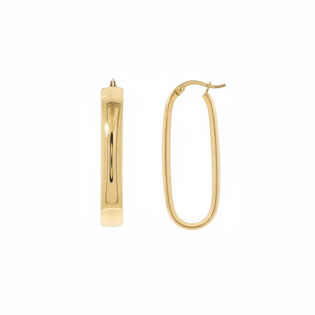 Sleek Oval 14K Yellow Gold Hoop Earrings-Bijoux Village Fine Jewellers