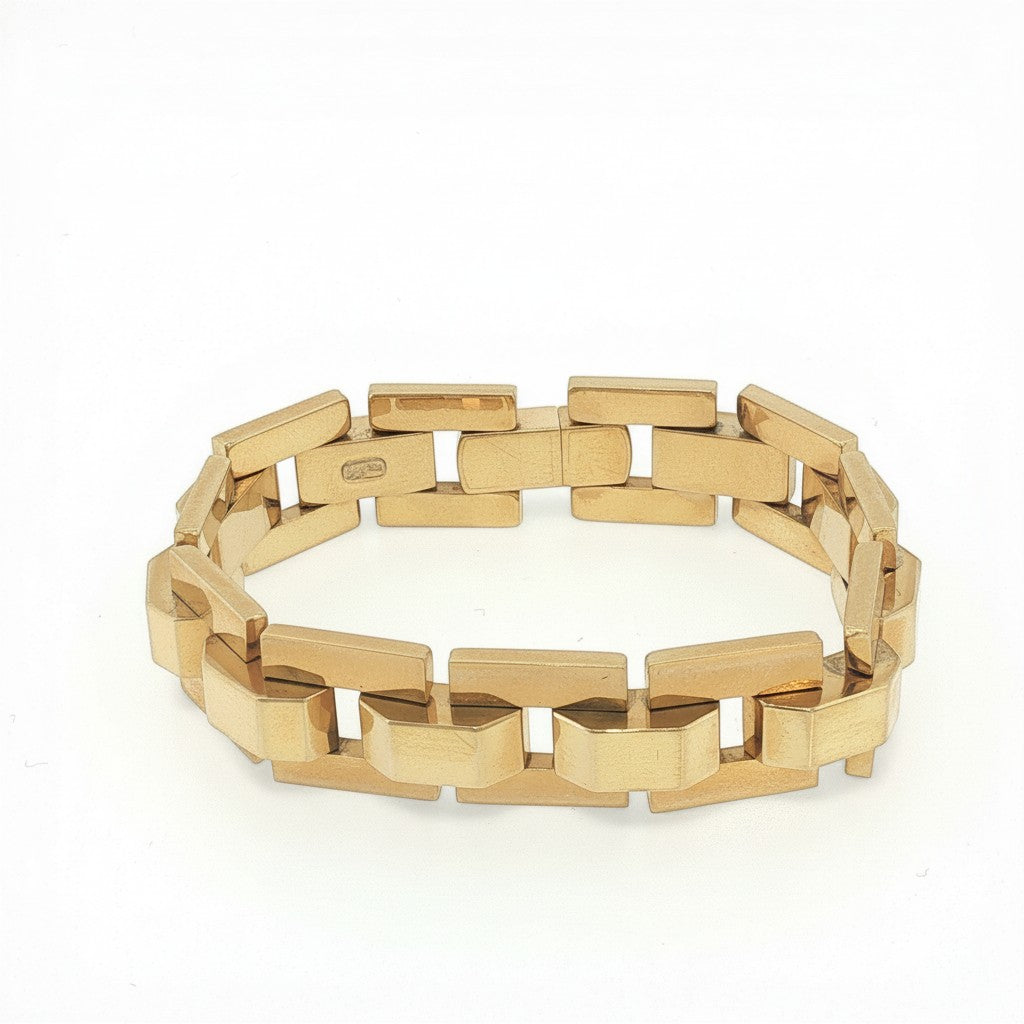 18K Yellow Gold Geometric Link Bracelet-Bijoux Village Fine Jewellers