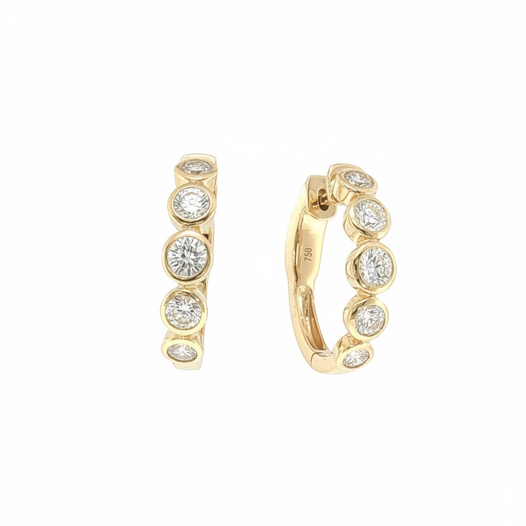 Round Brilliant Diamond Hoops-Diamond Earrings-Bijoux Village Fine Jewellers