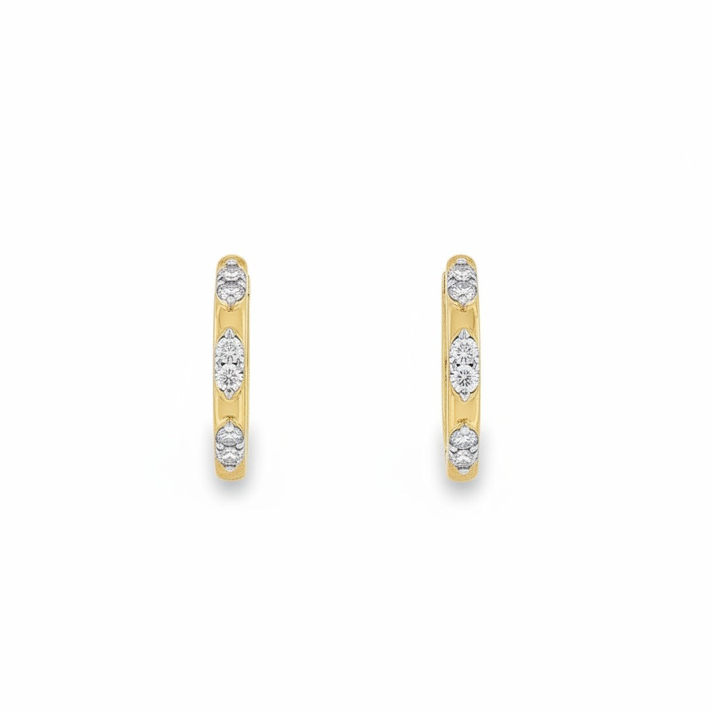 Diamond Accent Huggie Hoop Earrings-Bijoux Village Fine Jewellers