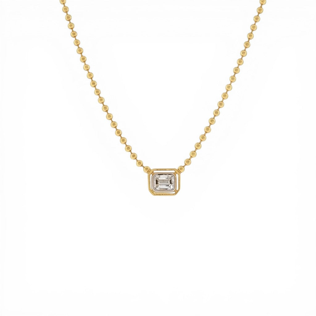 18K Yellow Gold Emerald-Cut Diamond Bead Necklace – 0.52 CT-Bijoux Village Fine Jewellers
