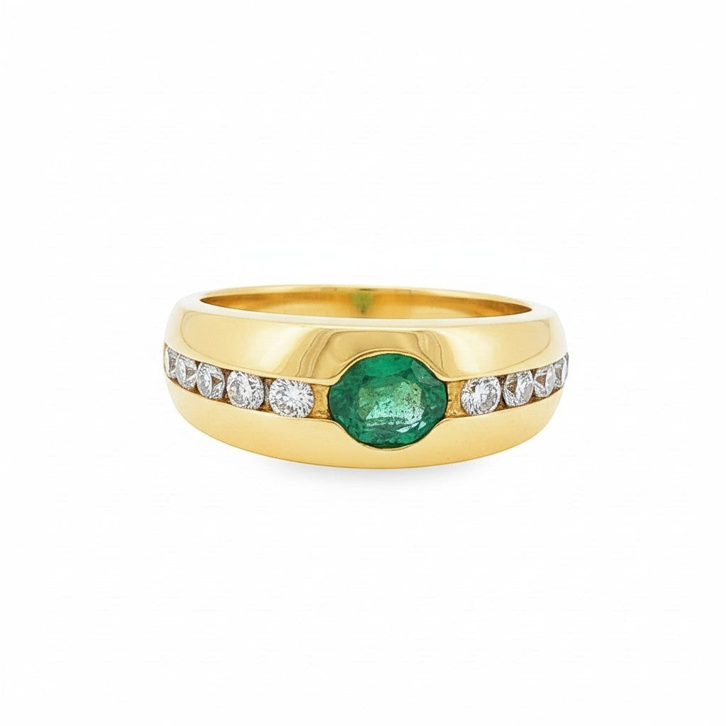 Estate Emerald & Diamond Ring-Bijoux Village Fine Jewellers