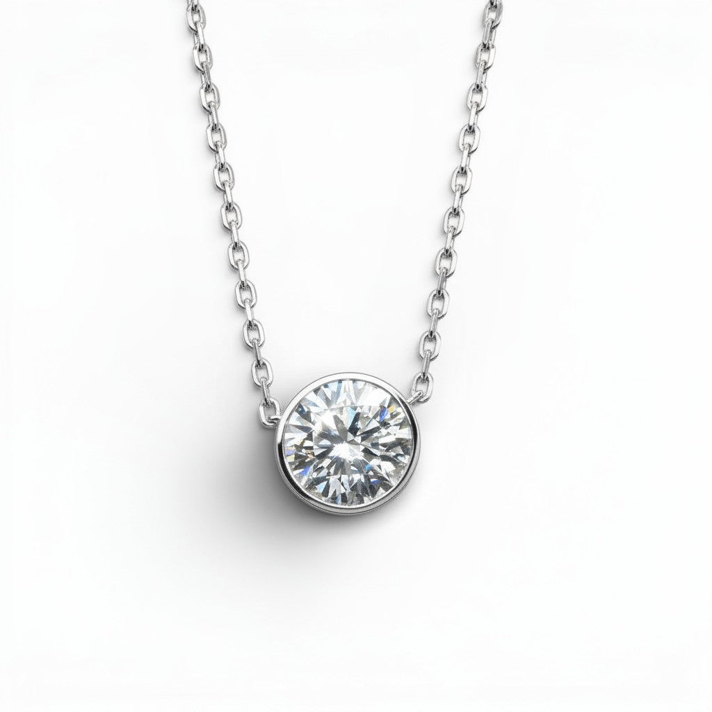 1.5 CTs Lab Grown Bezel Set Diamond Necklace-Bijoux Village Fine Jewellers