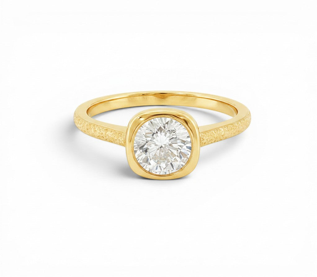 Bezel Set Natural Round Diamond Solitaire Ring-Bijoux Village Fine Jewellers