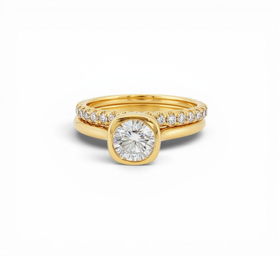 Bezel Set Natural Round Diamond Solitaire Ring-Bijoux Village Fine Jewellers