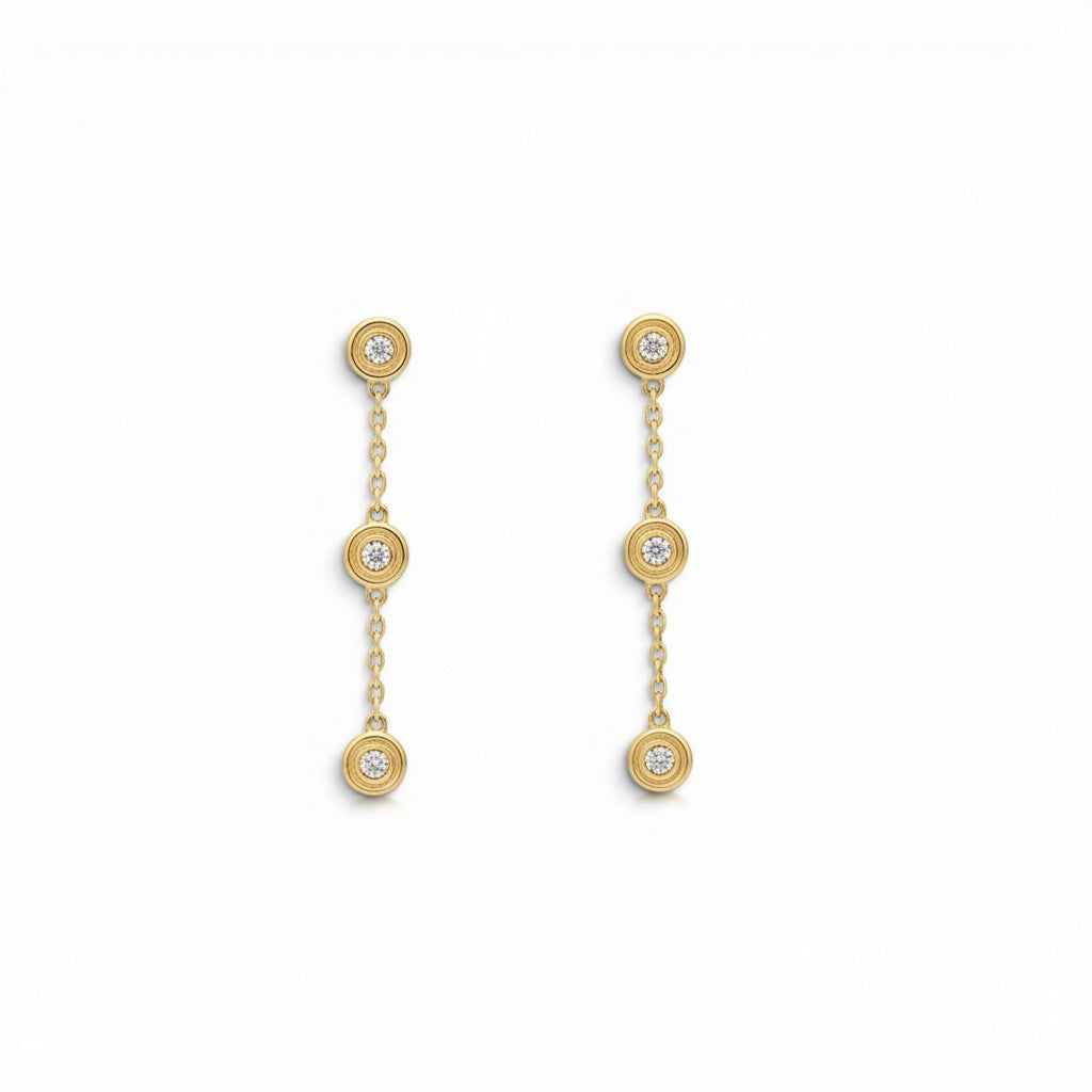 Bezel-Set Diamond Dangle Earrings-Bijoux Village Fine Jewellers