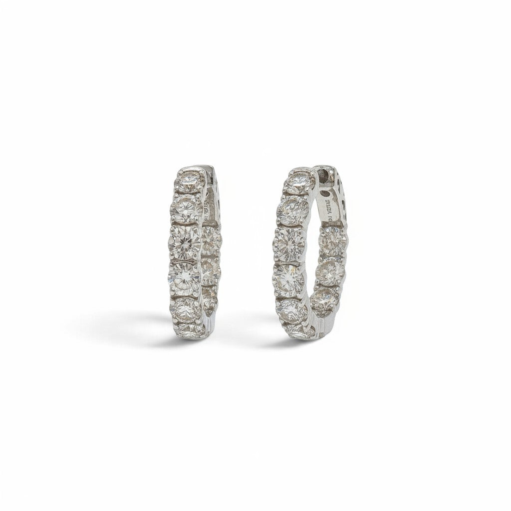 3.00 CTs Natural Diamond Inside-Out Huggie Hoops in 14K White Gold-Bijoux Village Fine Jewellers