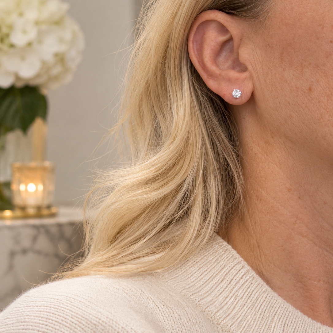 Martini-Set Lab-Grown Diamond Stud Earrings in White Gold-Bijoux Village Fine Jewellers