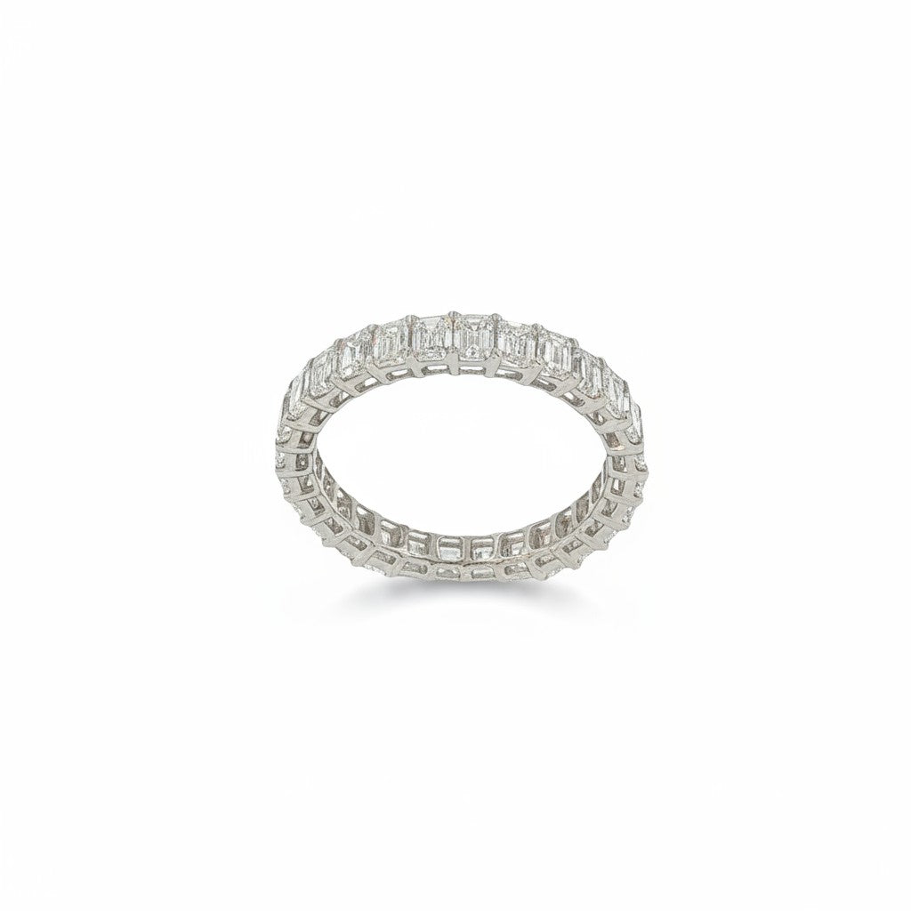 Bijoux Village Fine Jewellers 2.00 CT emerald cut lab-grown diamond eternity band in 14K white gold with shared-prong.