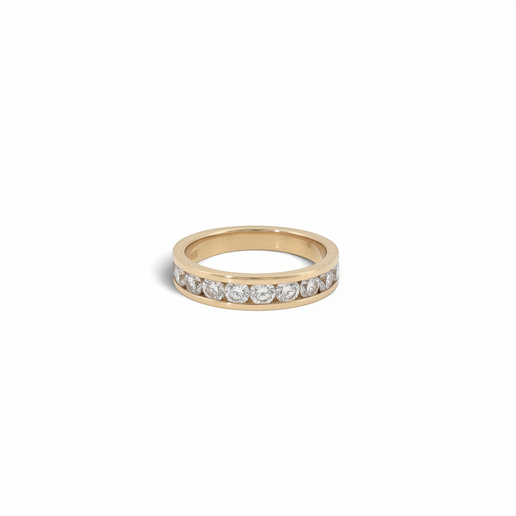 14K Yellow Gold Channel-Set Natural Diamond Band-Bijoux Village Fine Jewellers