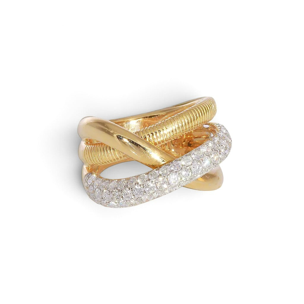 Gold Diamond Crossover Ring– 1.49 CT-Diamond-Bijoux Village Fine Jewellers