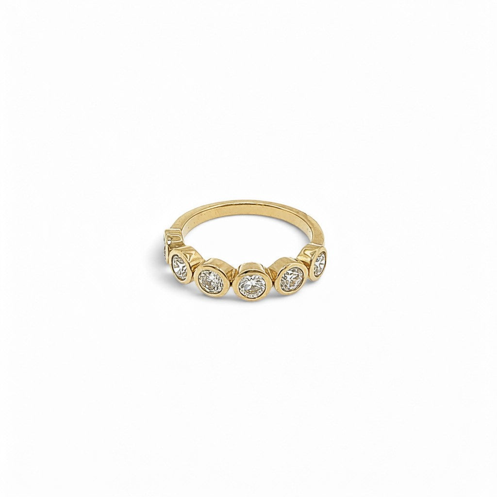 18K Yellow Gold Natural Diamond Bezel-Set Half Eternity Band – 1.20 CTW-Bijoux Village Fine Jewellers