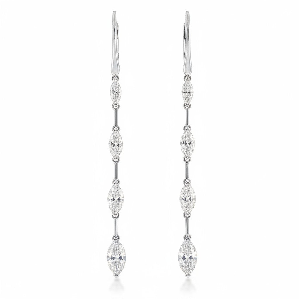 Marquise Cascade Diamond Drop Earrings-Bijoux Village Fine Jewellers