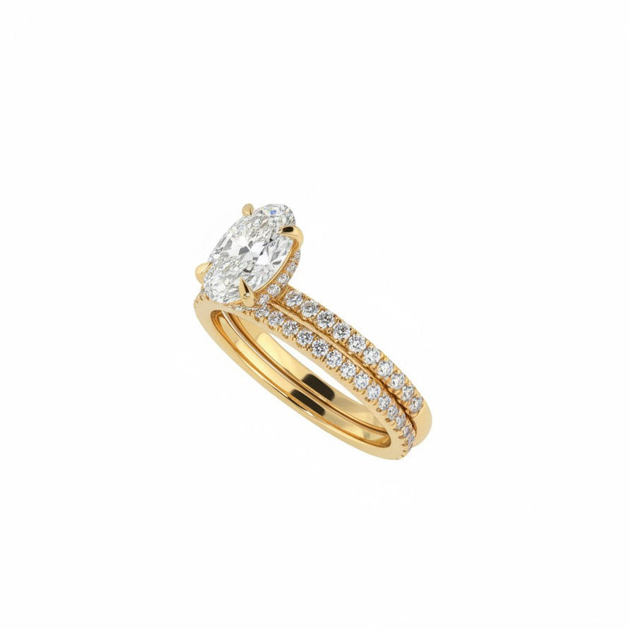 1.25 CT Natural Oval Diamond Hidden Halo Engagement Ring in 14K Yellow Gold-Bijoux Village Fine Jewellers