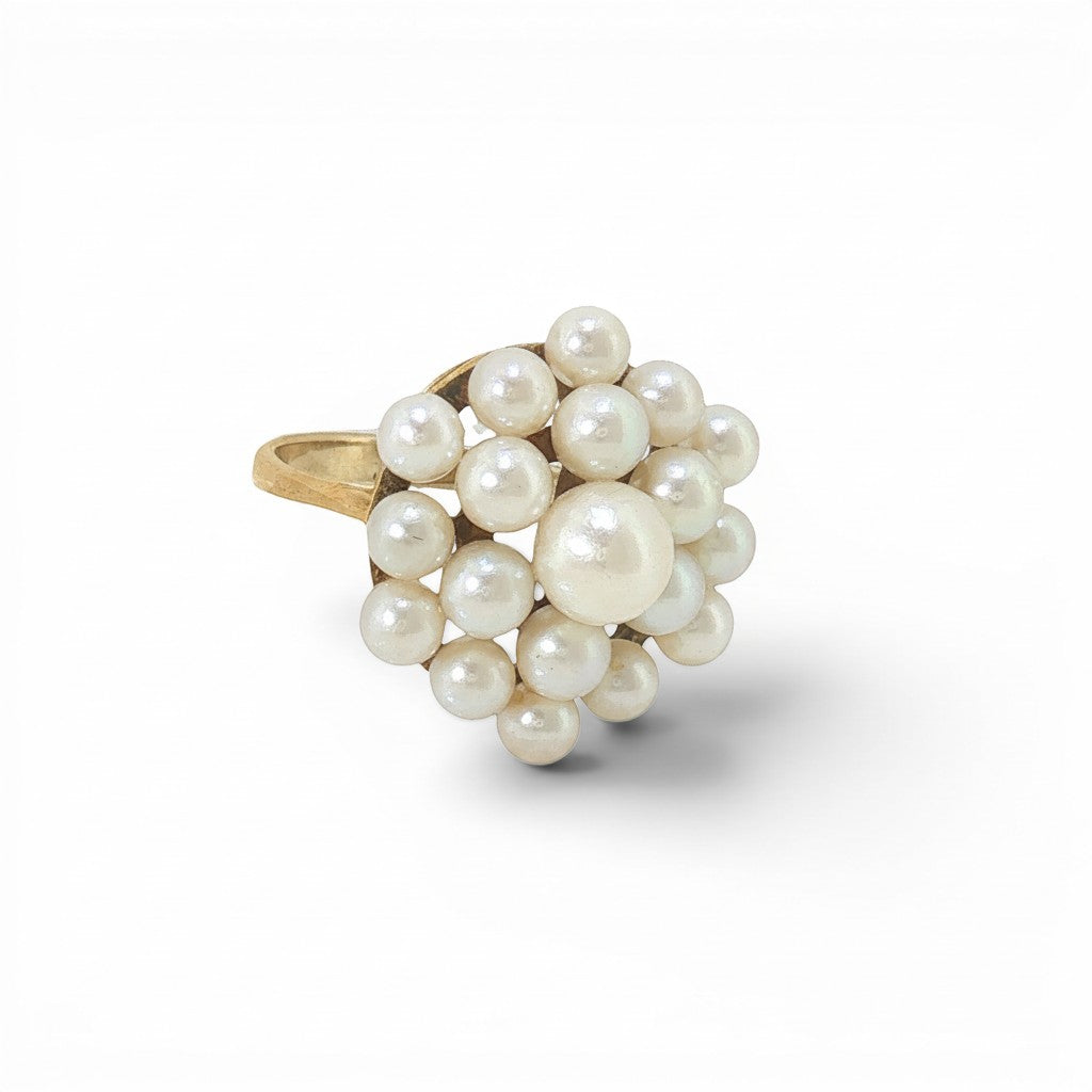 14K Yellow Gold Pearl Cluster Ring-Bijoux Village Fine Jewellers