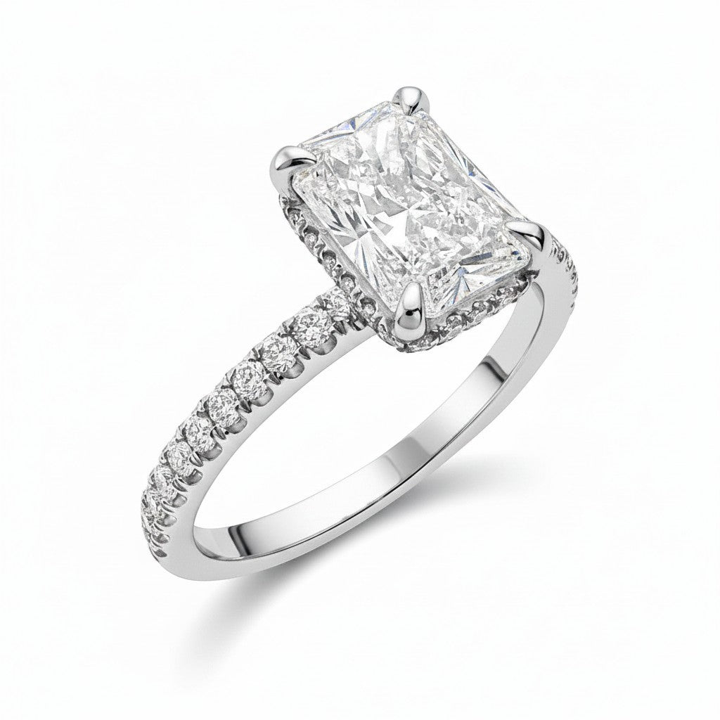 Radiant Cut Hidden Halo Diamond Engagement Ring-Bijoux Village Fine Jewellers