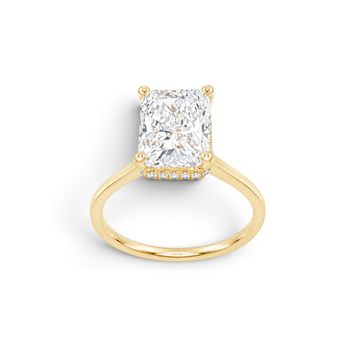 3.54 CT Radiant-Cut Lab-Grown Diamond Hidden Halo Ring in 18K Yellow Gold-Bijoux Village Fine Jewellers
