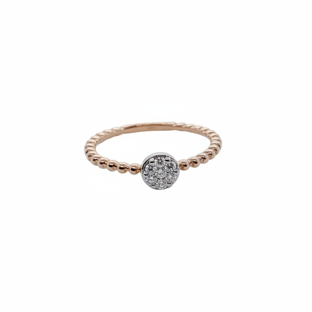Rose Gold Beaded Diamond Ring-Bijoux Village Fine Jewellers