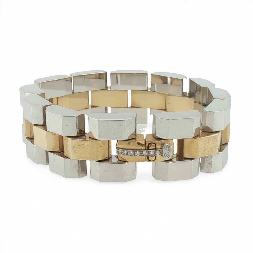 Two-Tone Bold Link Bracelet-Bijoux Village Fine Jewellers