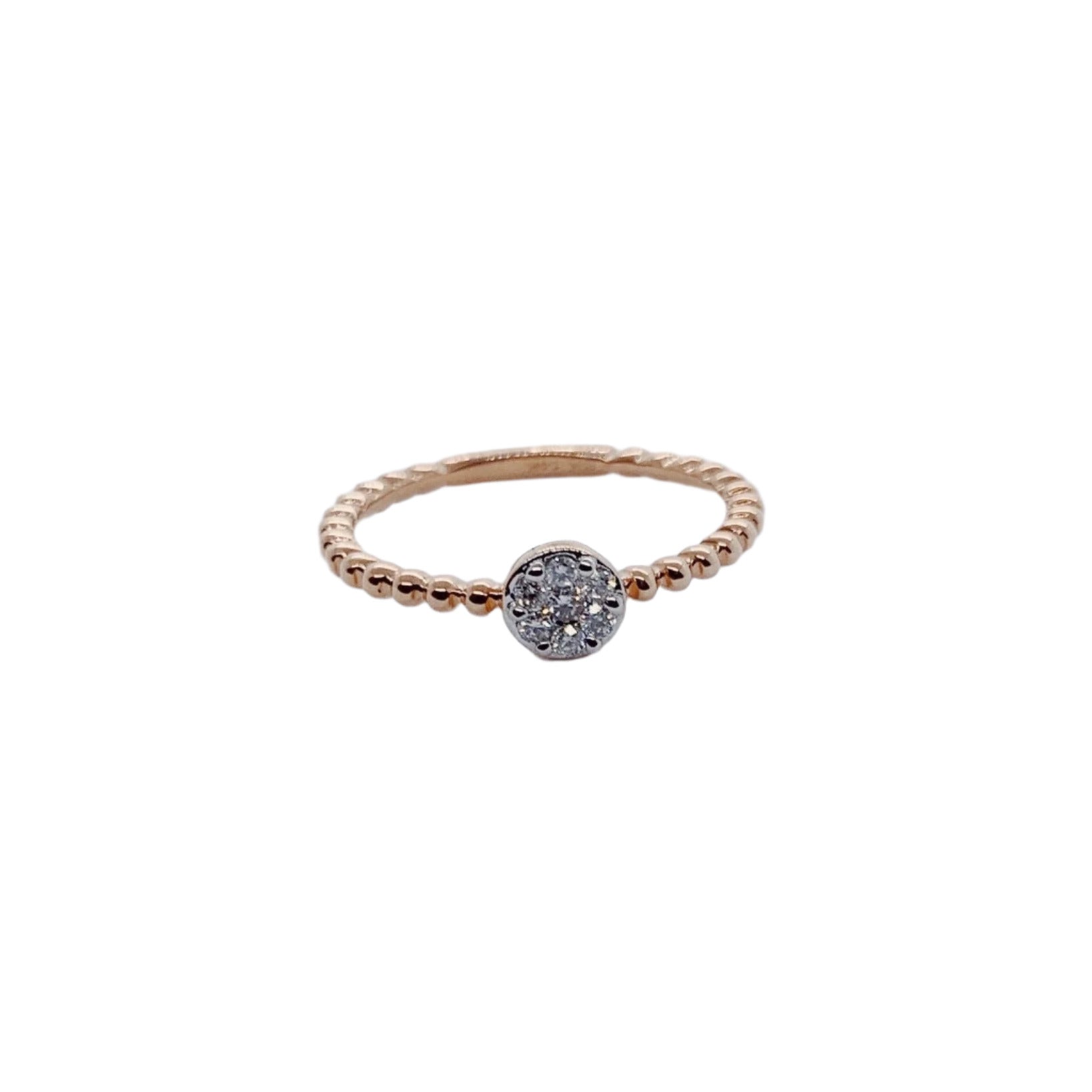 Rose Gold Beaded Diamond Ring-Bijoux Village Fine Jewellers