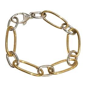 White and Yellow Gold Oval Link Bracelet-Bracelet-Bijoux Village Fine Jewellers