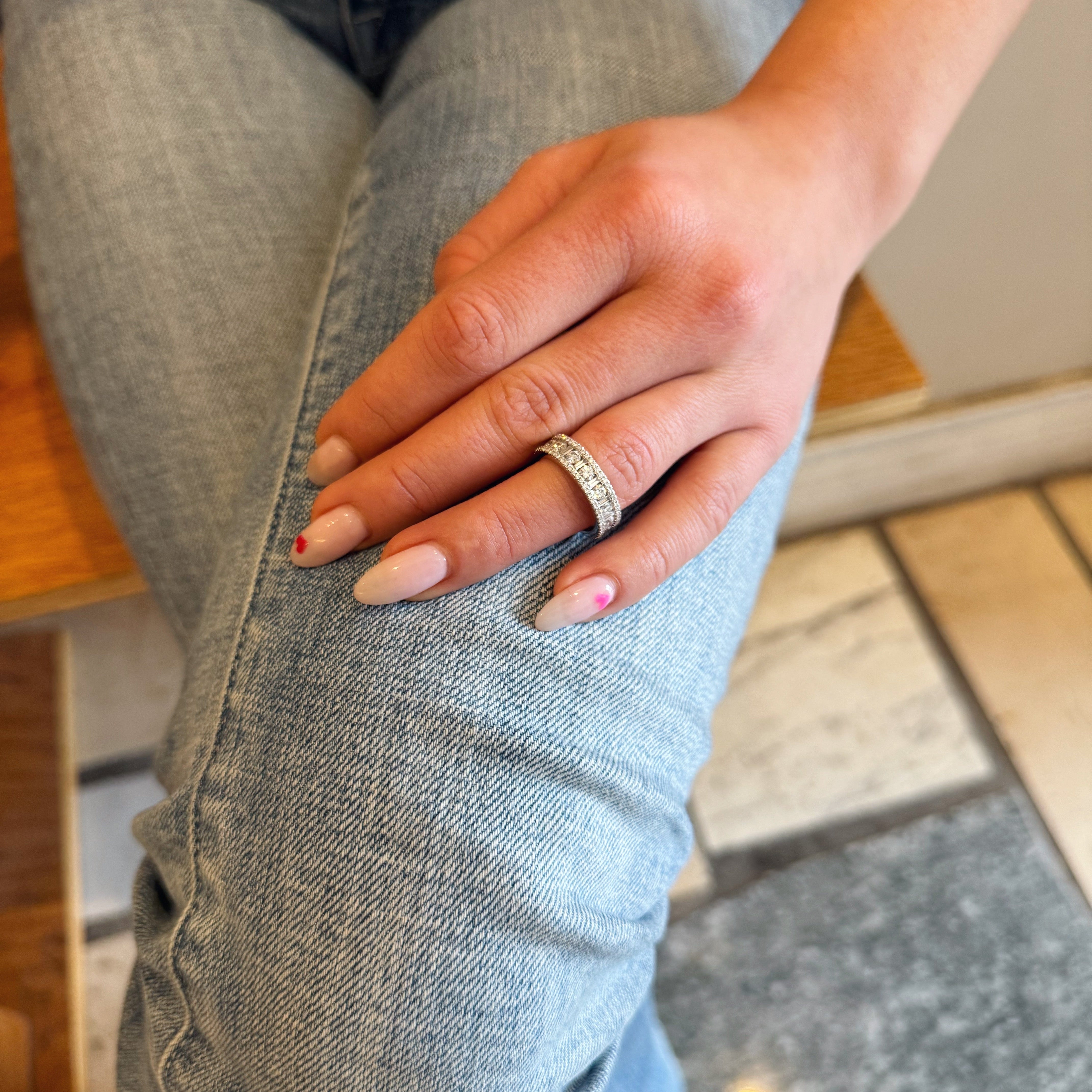 Round and Baguette Diamond Eternity Band-Bijoux Village Fine Jewellers