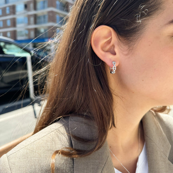 Diamond Link Hoop Earrings-Bijoux Village Fine Jewellers