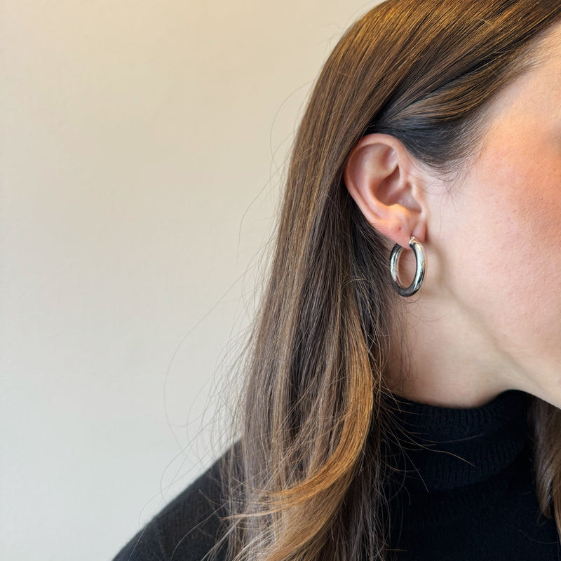 Yellow Gold Classic Tube Hoops-Bijoux Village Fine Jewellers