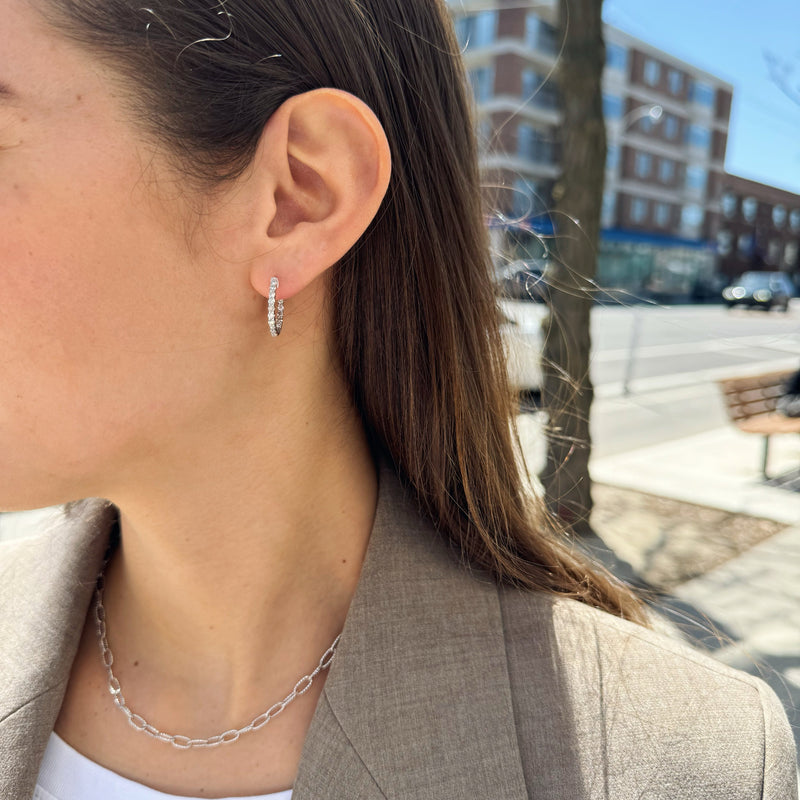 White Gold Paperclip Necklace-Bijoux Village Fine Jewellers