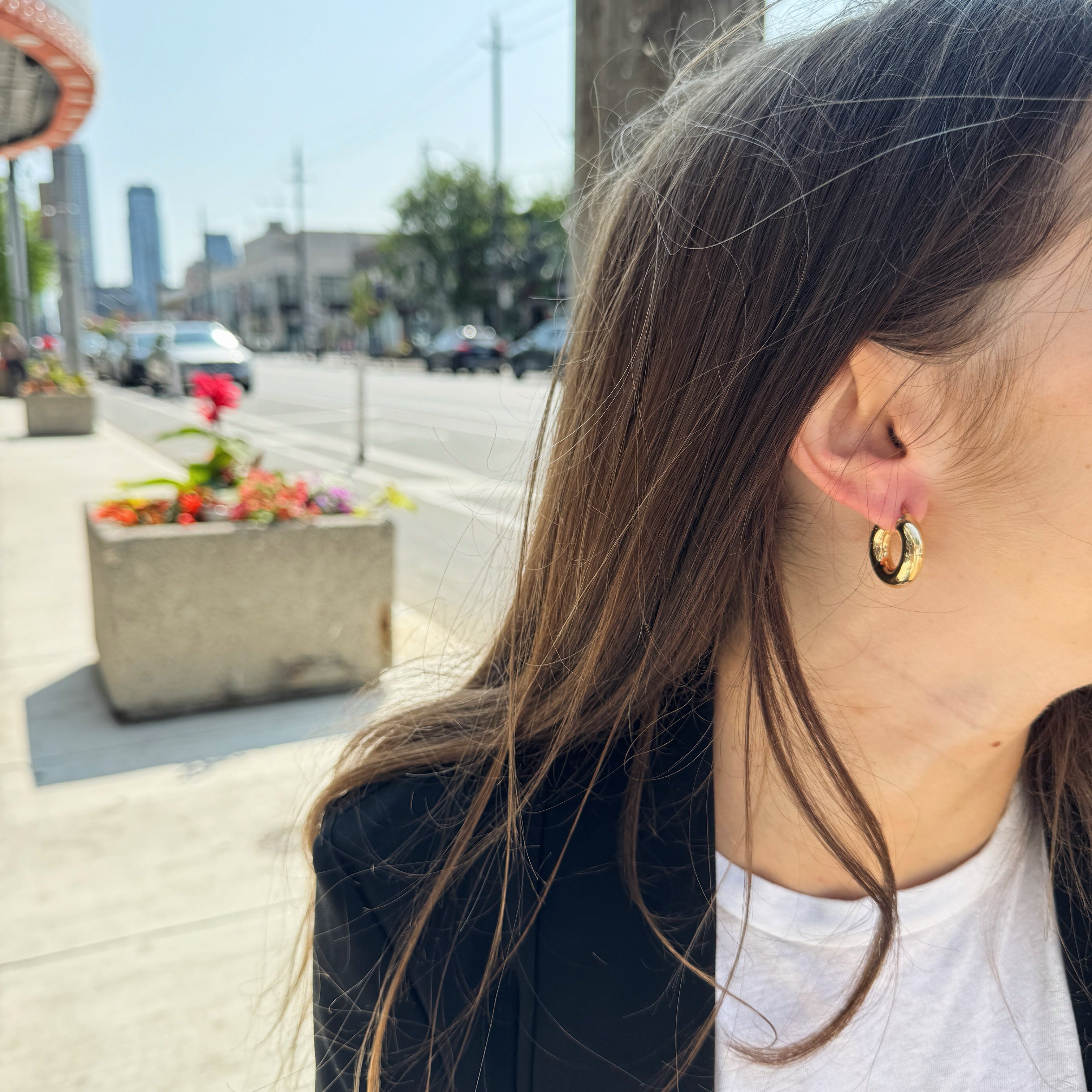 10K Yellow Gold 6mm Dome Hoop Earrings-Bijoux Village Fine Jewellers